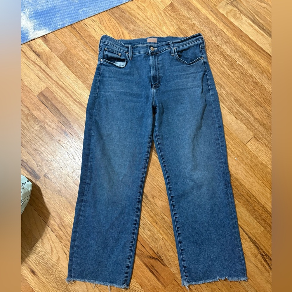 MOTHER Straight-Leg Jeans in Dark Blue Wash